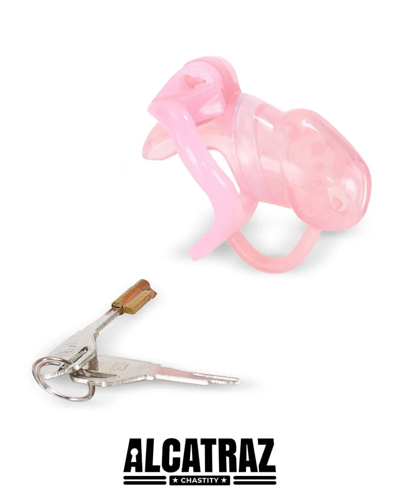 1397AR      Spiked Little Sissy Cock Blocker Silicone Locking Male Chastity with Ball Divider