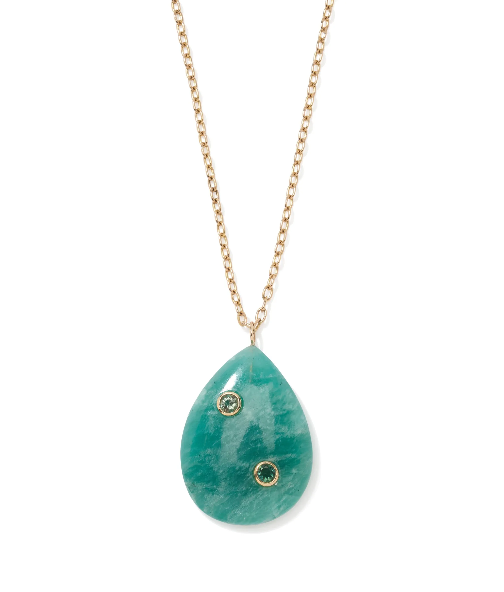 14k Gold Amazonite Pear Pendant Necklace