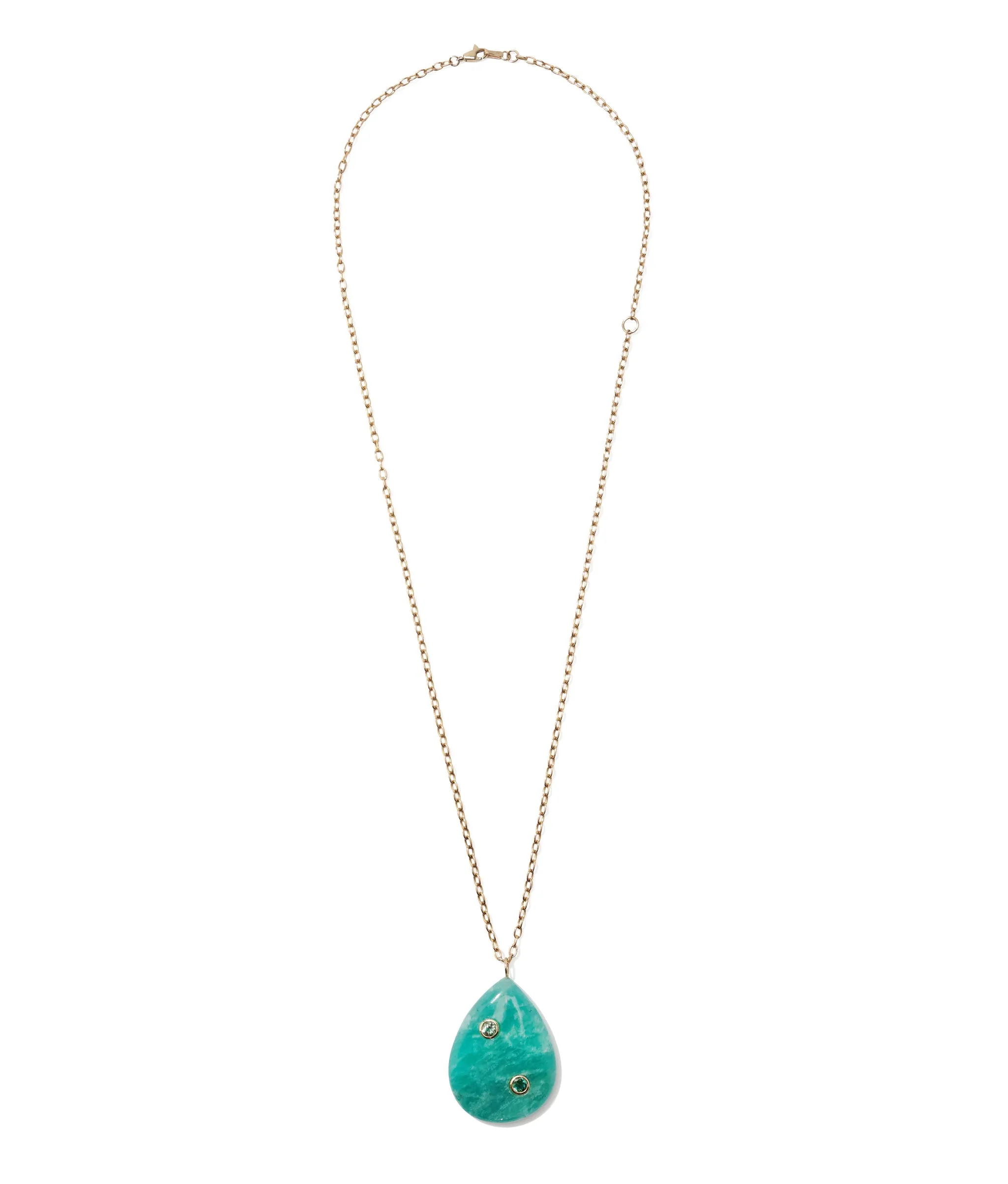 14k Gold Amazonite Pear Pendant Necklace