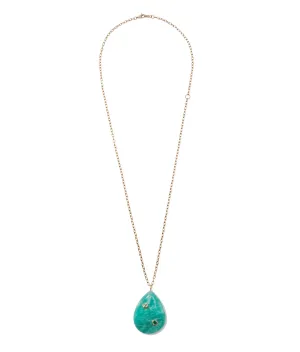 14k Gold Amazonite Pear Pendant Necklace