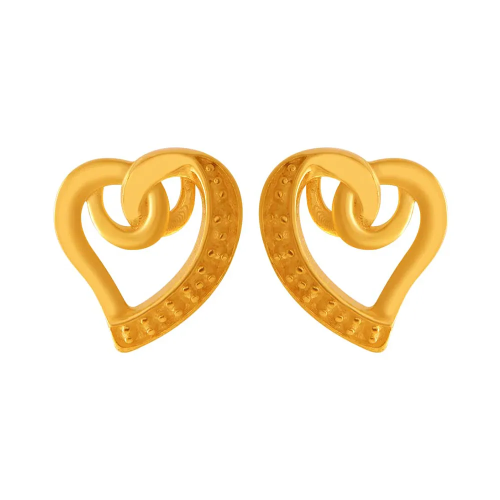 14k Heart Loop Solid Gold Earrings