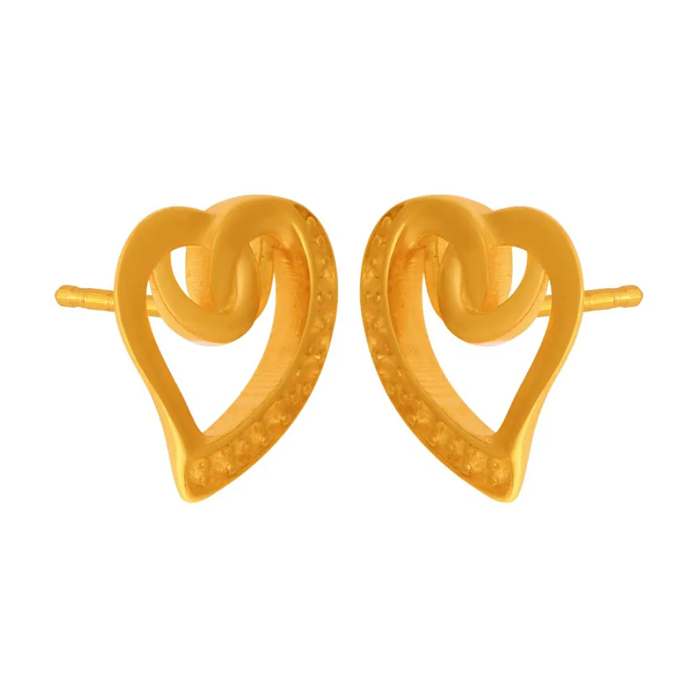 14k Heart Loop Solid Gold Earrings