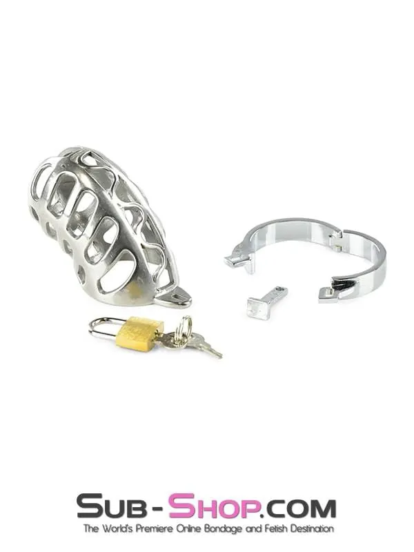 1884AR      Stainless Steel Cock & Ball Locking Male Chastity System