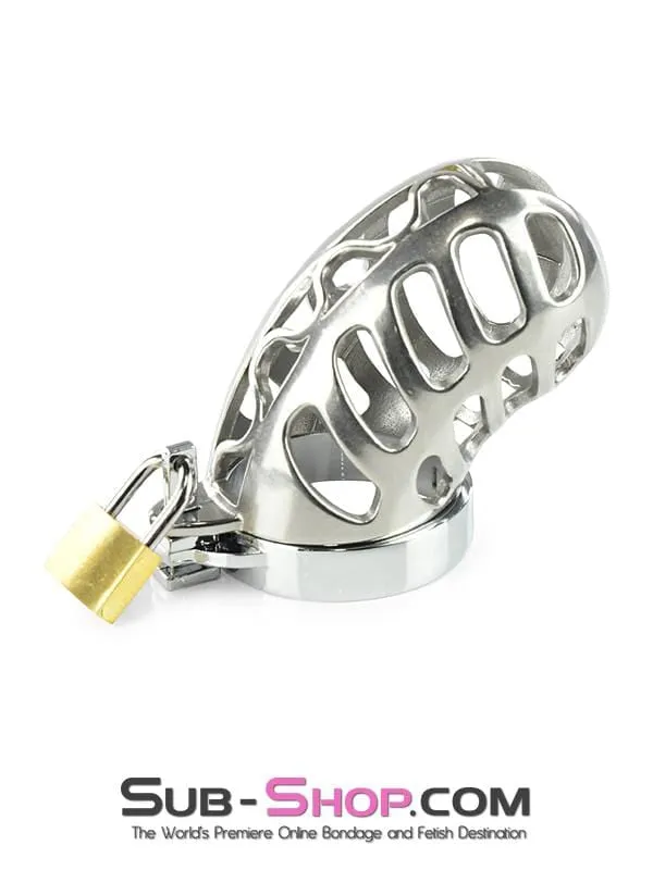 1884AR      Stainless Steel Cock & Ball Locking Male Chastity System