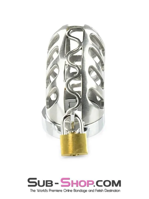 1884AR      Stainless Steel Cock & Ball Locking Male Chastity System