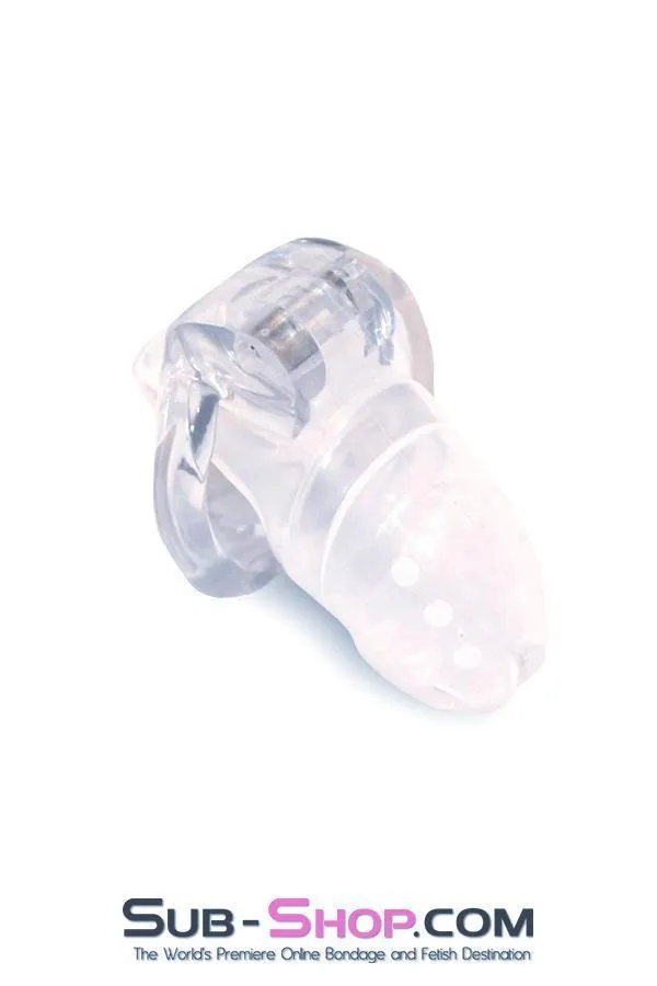 2453RS      Spiked Clear Silicone Cock Blocker High Security Pin Tumbler Chastity