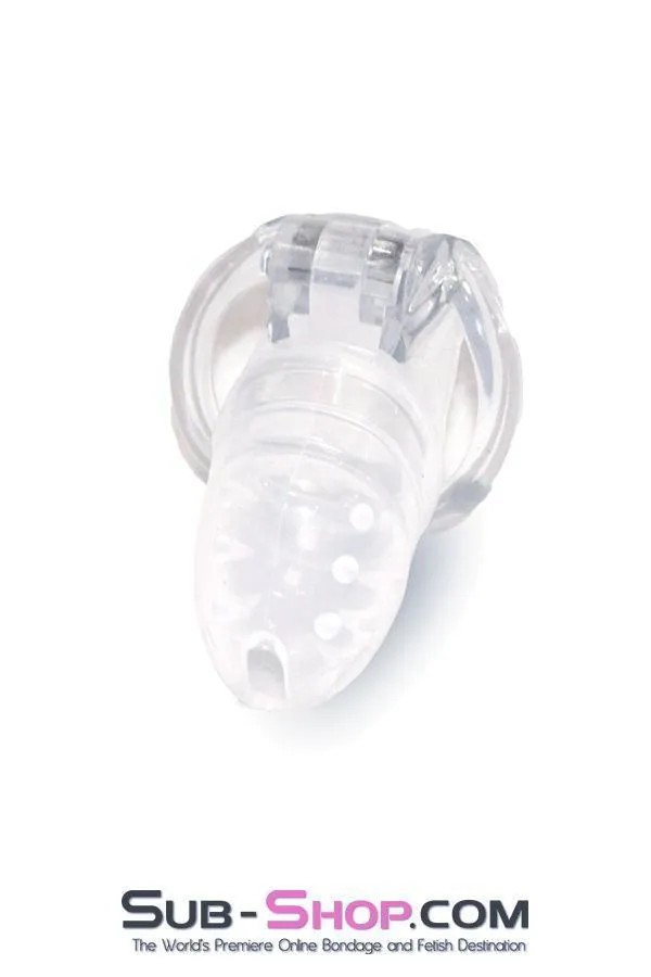 2453RS      Spiked Clear Silicone Cock Blocker High Security Pin Tumbler Chastity