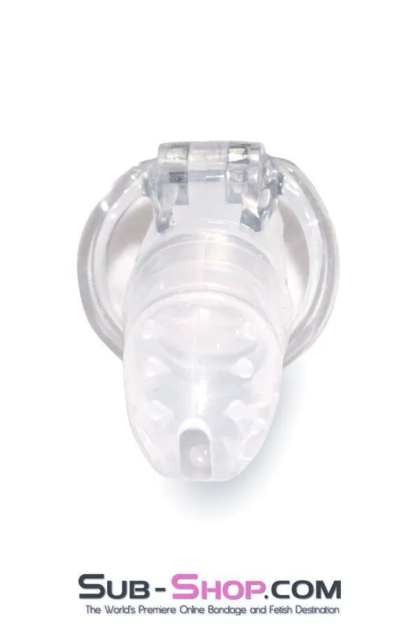 2453RS      Spiked Clear Silicone Cock Blocker High Security Pin Tumbler Chastity