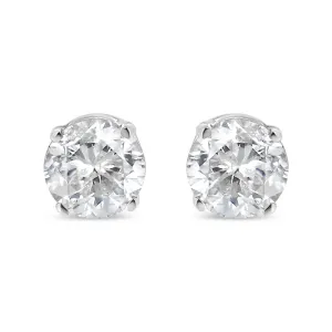 .925 Sterling Silver 3/8 Cttw Round Brilliant-Cut Diamond Classic 4-Prong Stud Earrings (I-J Color, I1-I2 Clarity)