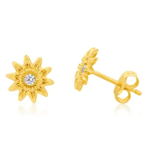 9ct Yellow Gold Fancy Flower Stud Earrings