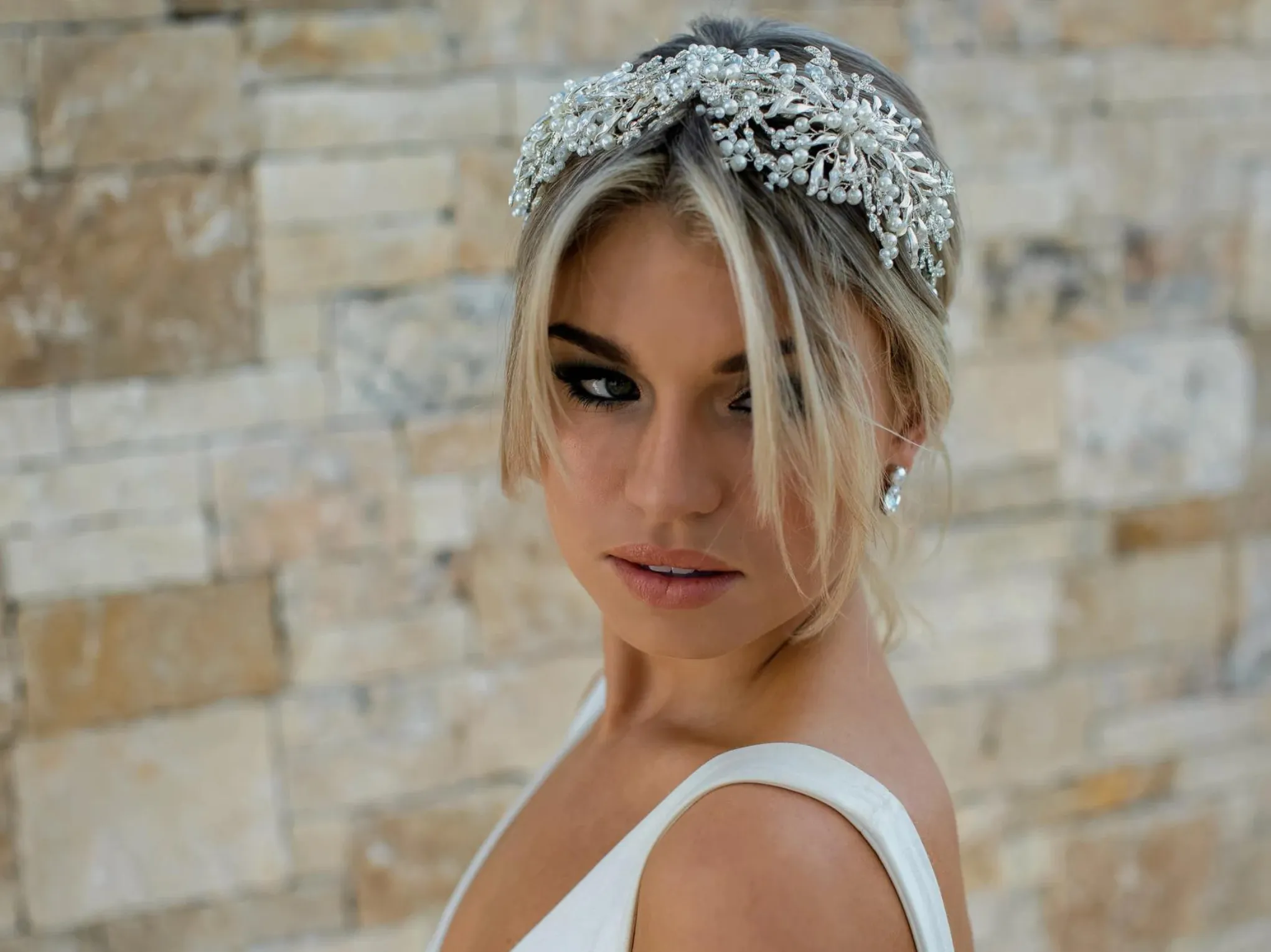 Alessandra - Wide Pearl Bridal Headband