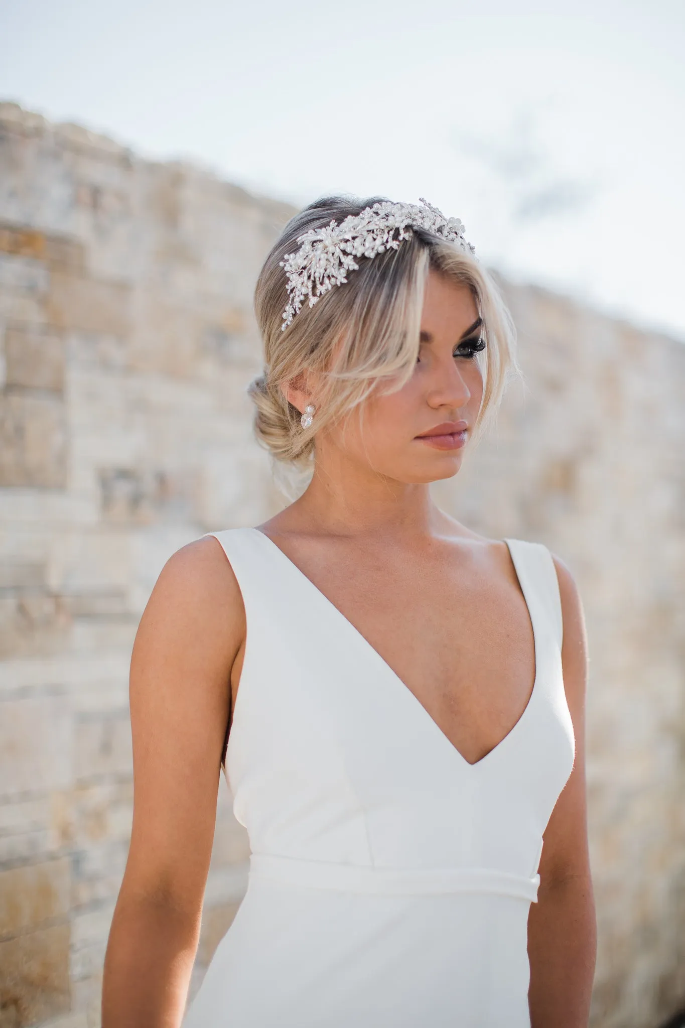 Alessandra - Wide Pearl Bridal Headband