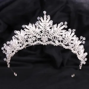 American bridal jewelry, exquisite handmade crystal crown, luxury wedding accessories, alloy leaf rhinestone bridal crown