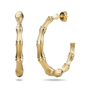 Bamboo Connector Hoop Gold Layered Earrings