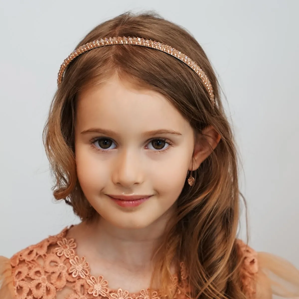 Beaded Crystal Headband - Rose Gold