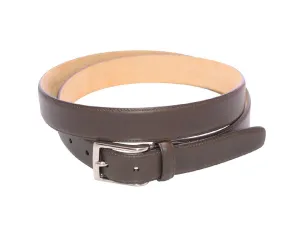 Belt with Nickel Buckle Dark Brown Calf