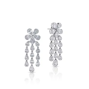 Bethany 6 Carat Combine Mix Shape Diamond Chandelier Earrings in 14k White Gold