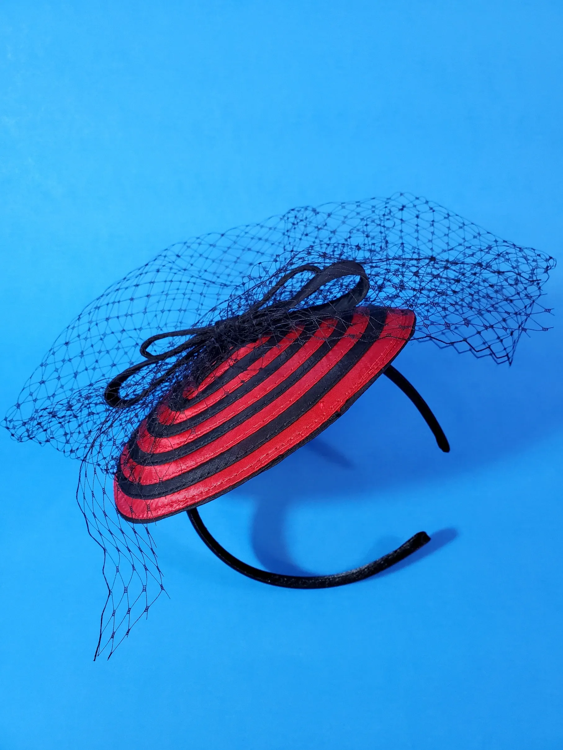 Black & Red Spiral Fascinator Headband