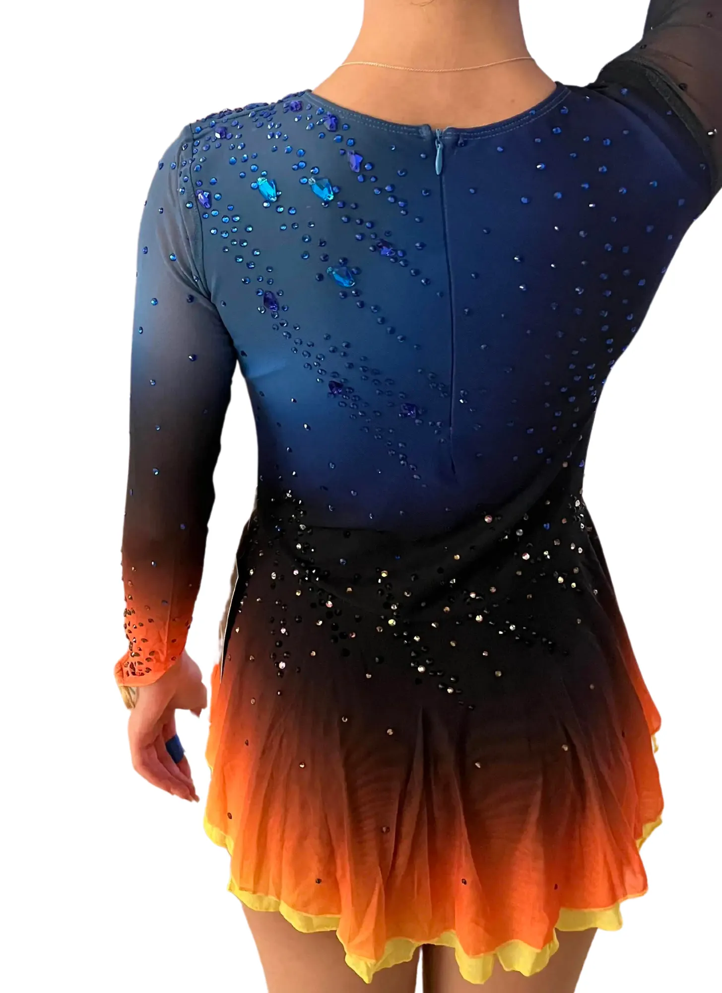 Blue To Orange Ombre Competition Skating Dress BSU121123 MEDIUM - STOCK