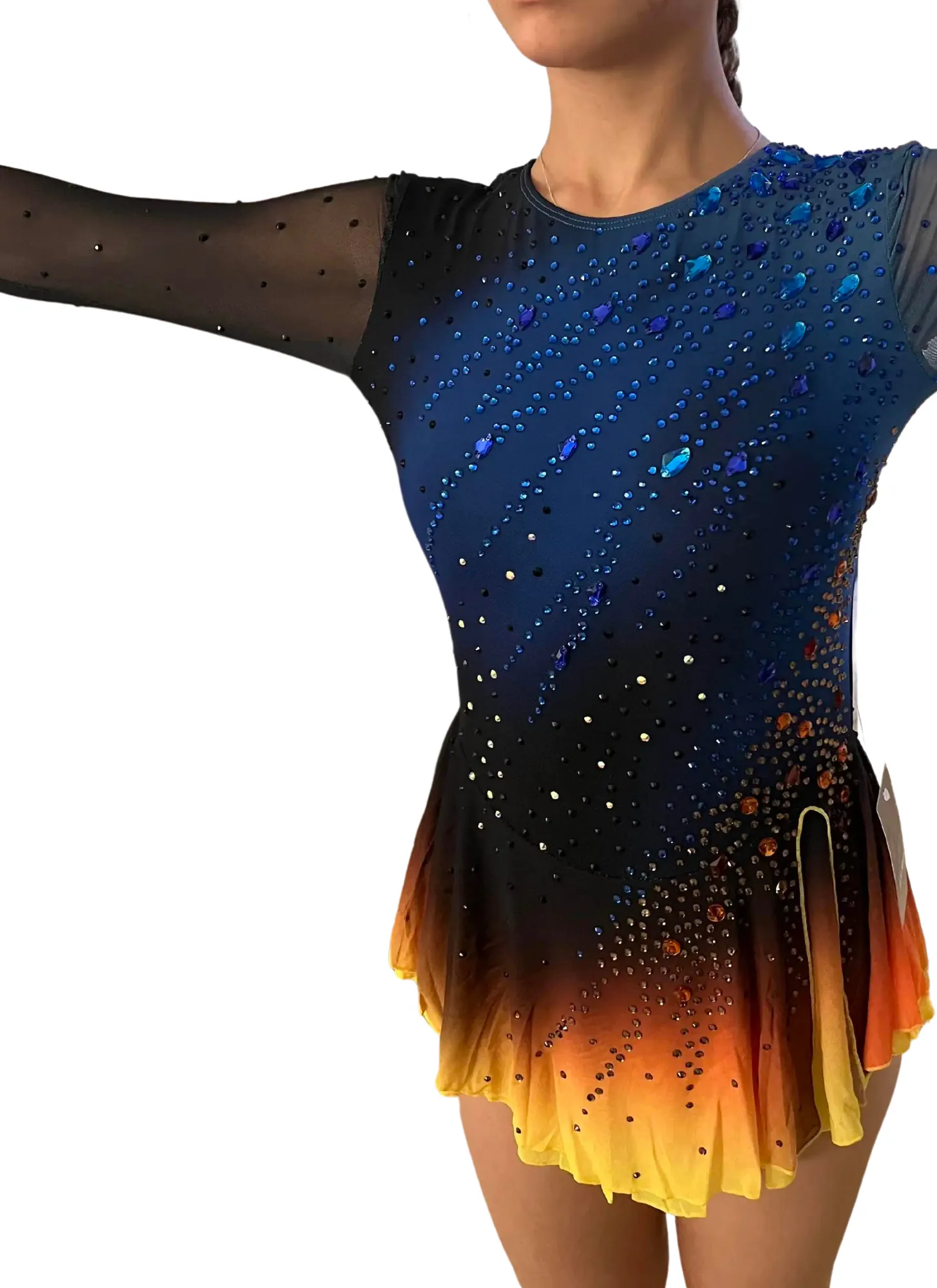 Blue To Orange Ombre Competition Skating Dress BSU121123 MEDIUM - STOCK