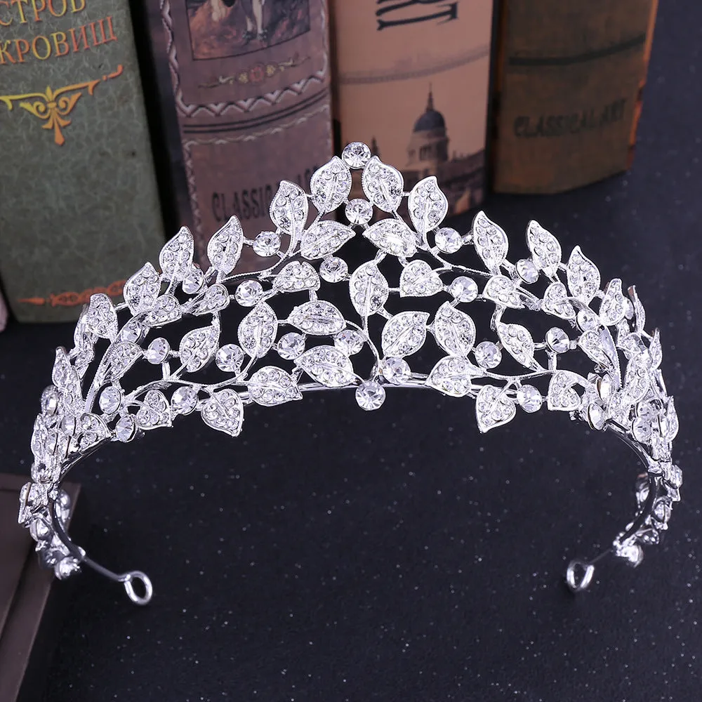 Bride Rhinestone Leaf Crown Korean Hairband Headband Wedding Princess Crown Wedding Dress Accessories