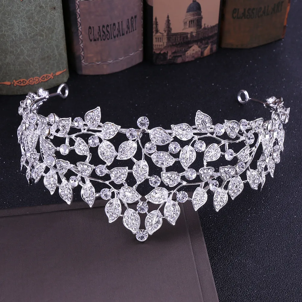 Bride Rhinestone Leaf Crown Korean Hairband Headband Wedding Princess Crown Wedding Dress Accessories