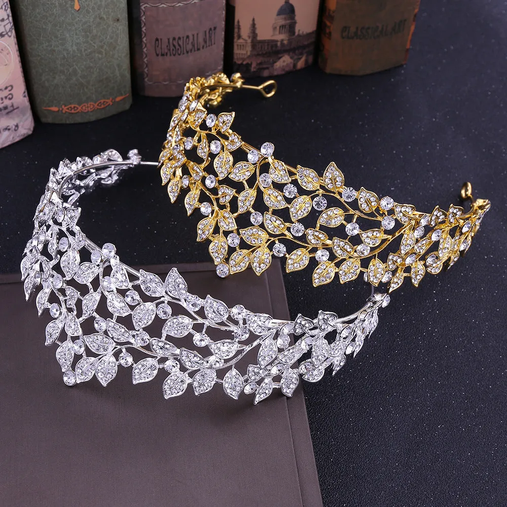 Bride Rhinestone Leaf Crown Korean Hairband Headband Wedding Princess Crown Wedding Dress Accessories