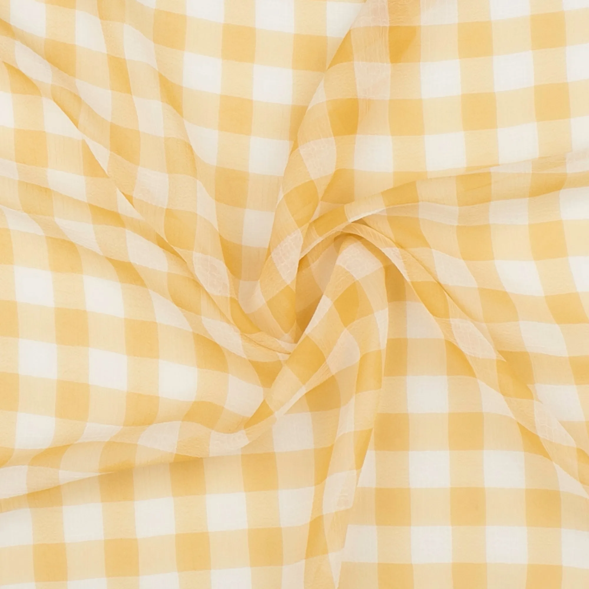 Crepe Chiffon - DAISY - Big Checks - Wheat