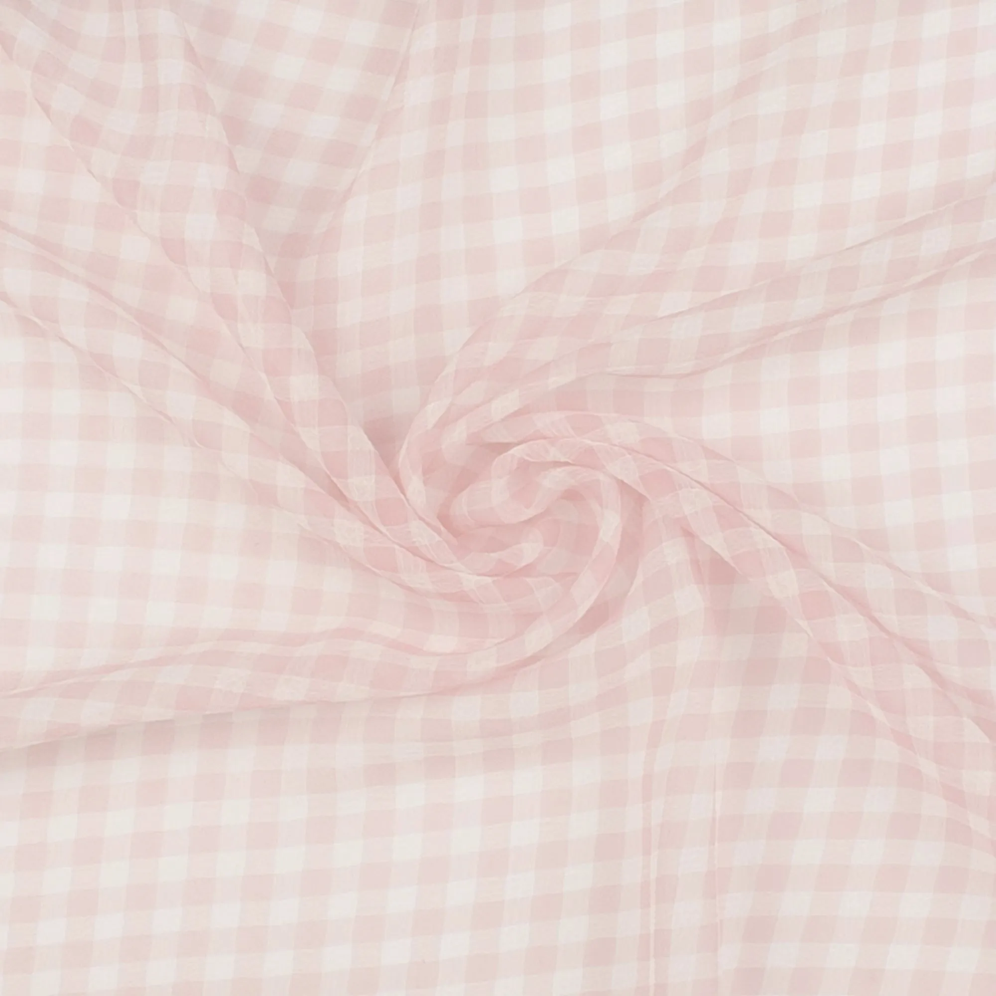 Crepe Chiffon - DAISY - Medium Checks - Light Pink