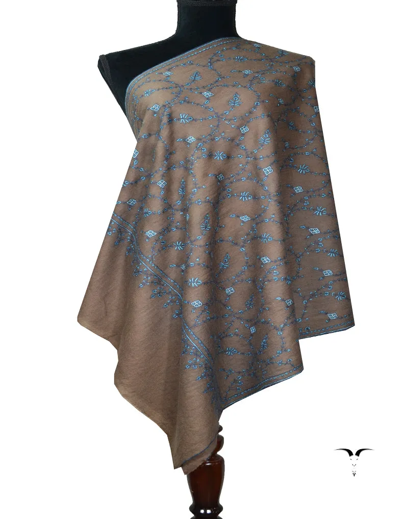 dark natural Embroidery Pashmina Stole 7808