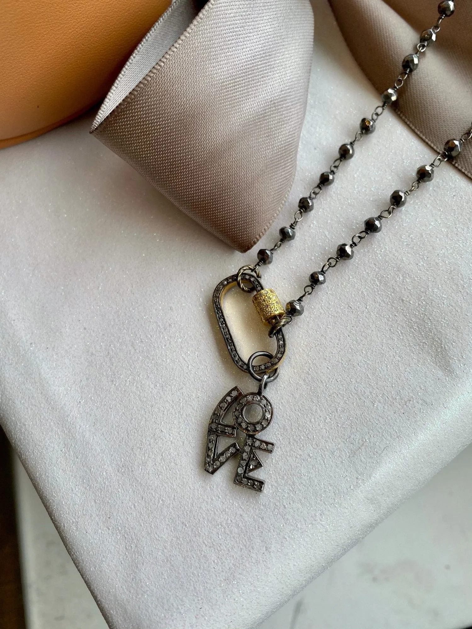 Dark Pyrite Rosary with LOVE Charm