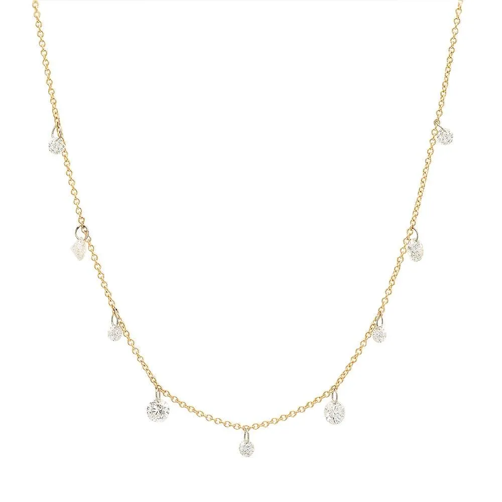 DAZZLING NINE DIAMOND NECKLACE, GOLD