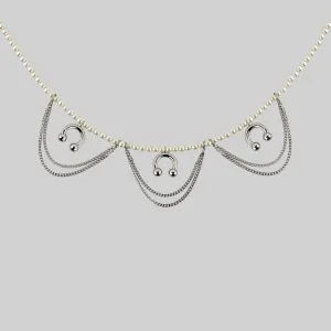 DECADENCE. Pearl & Chunky Barbell Collar - Silver