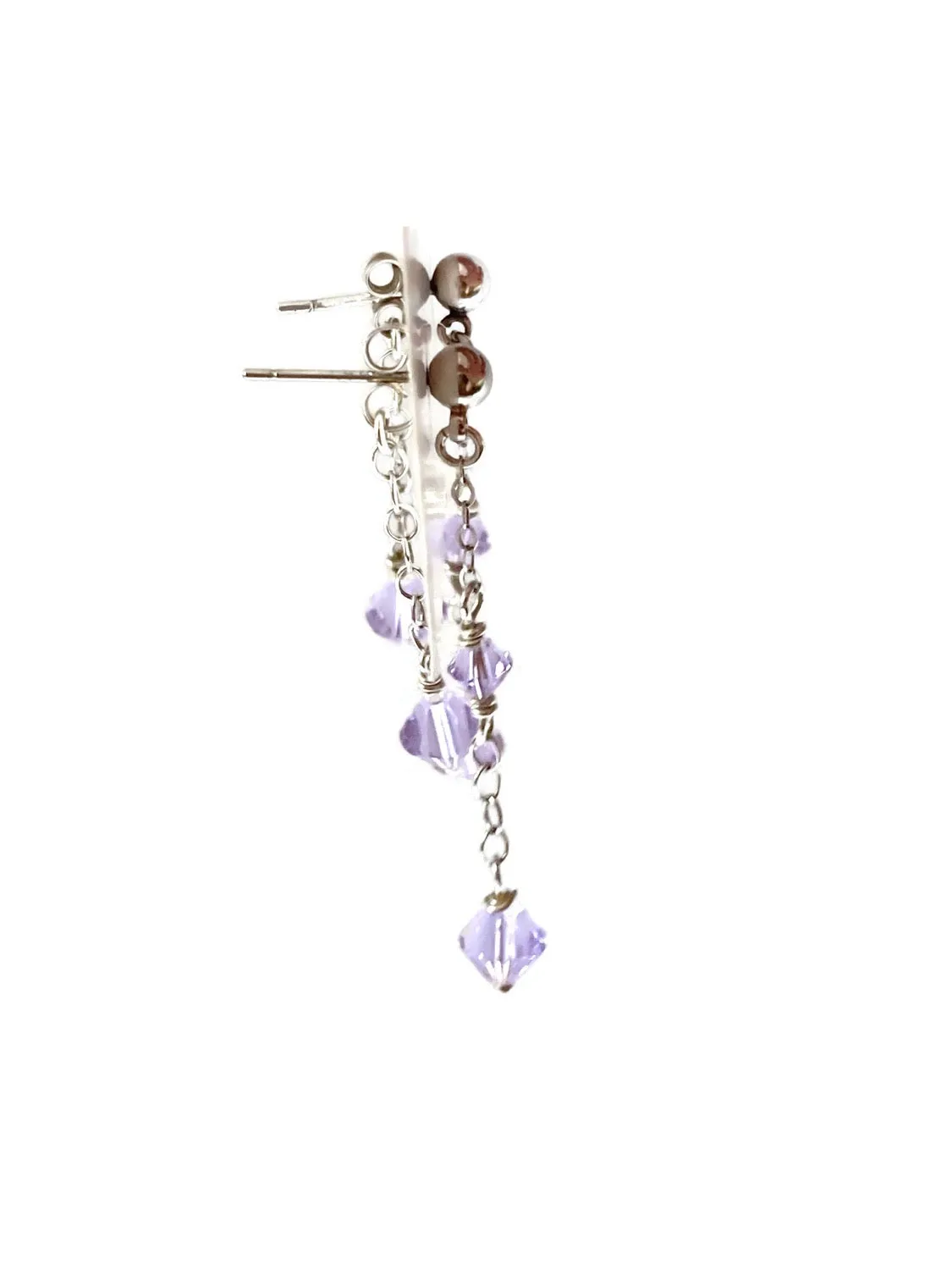 Double Sided Post Earrings/ Purple Crystal Earrings/Crystal Dangle Earrings