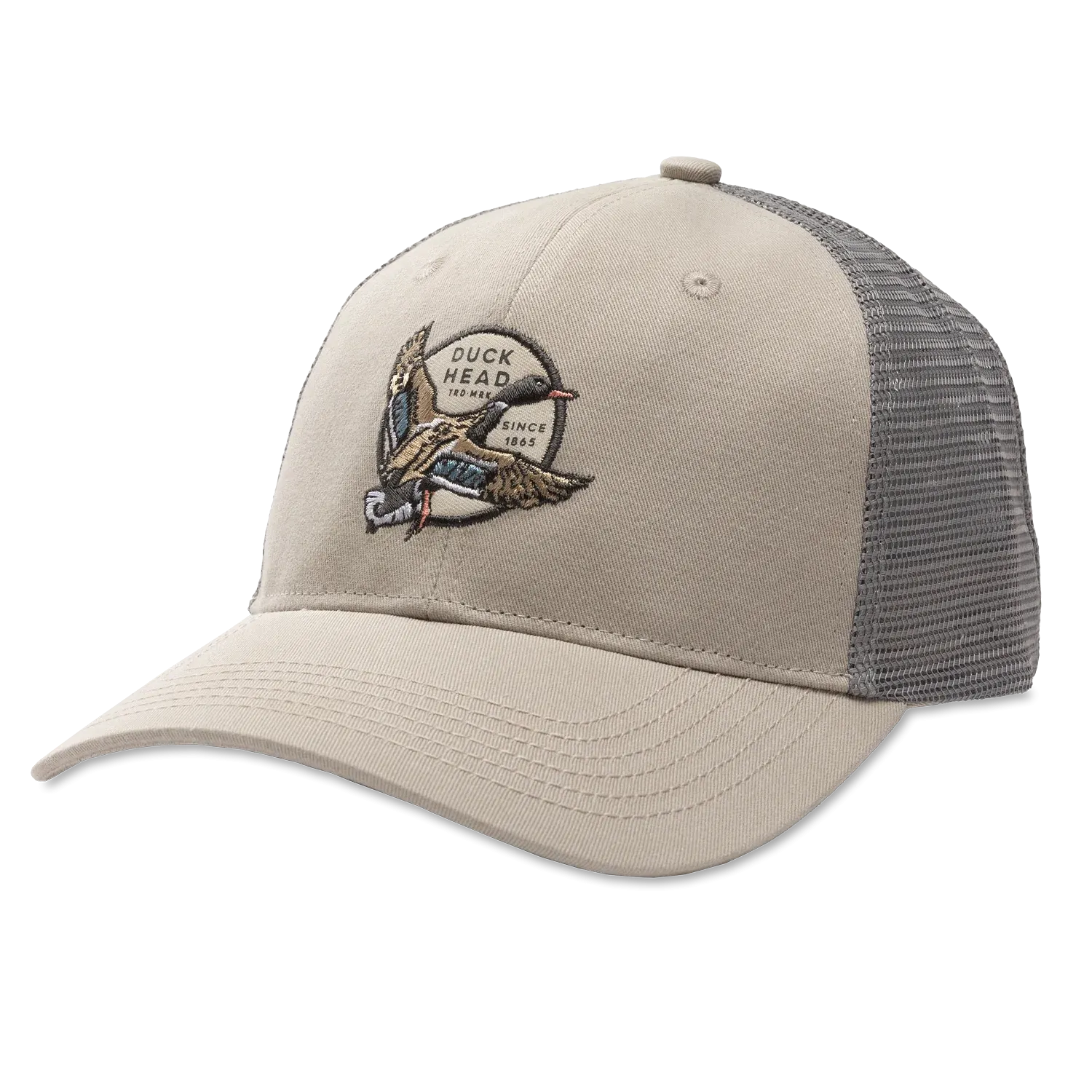 Duck Head Mallard Circle Patch Trucker Hat / Stone