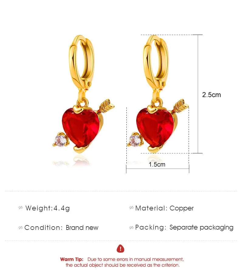 Elegant Cupid Heart Huggie Hoop Earrings