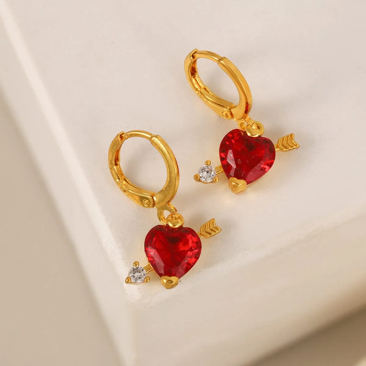 Elegant Cupid Heart Huggie Hoop Earrings