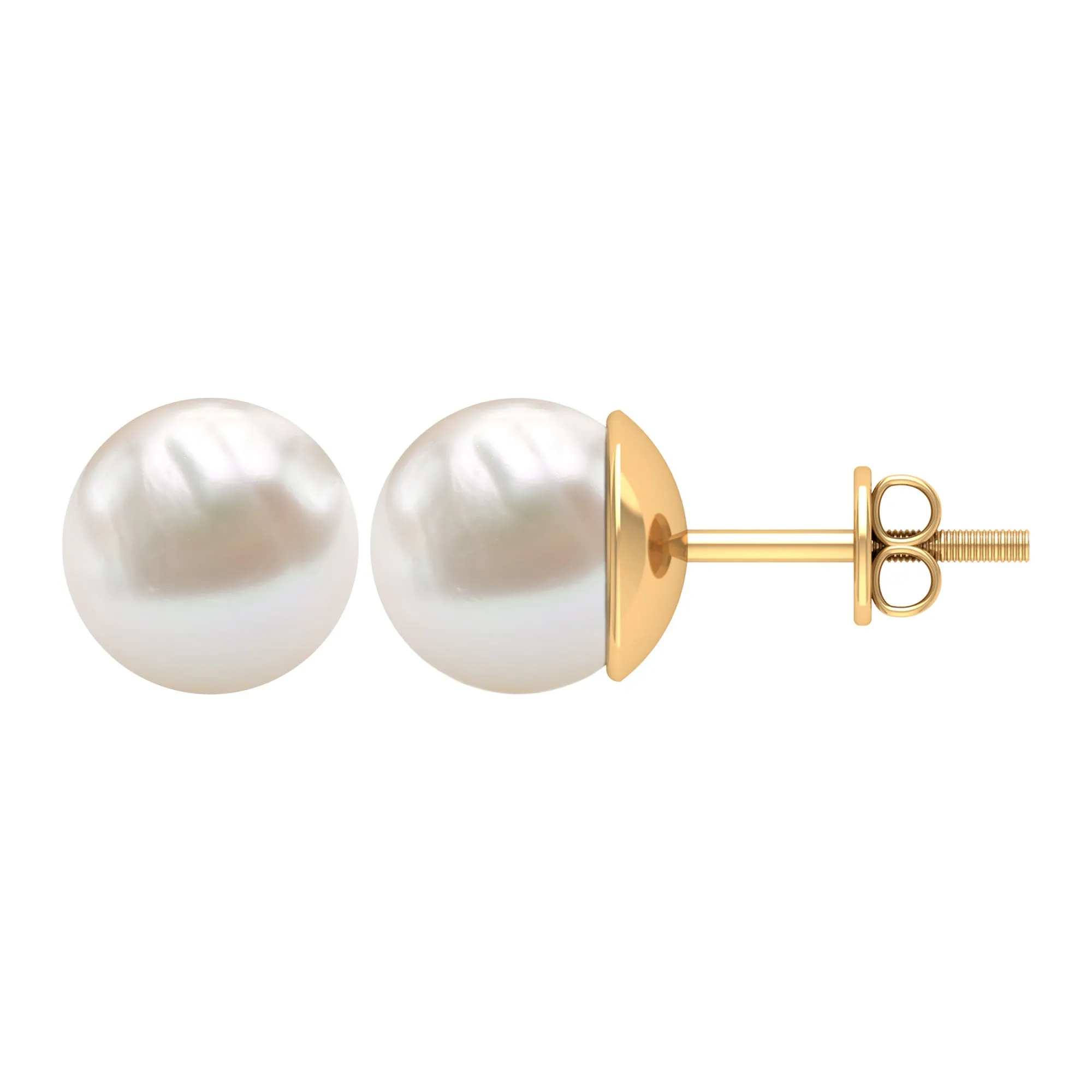 Elegant Freshwater Pearl Solitaire Stud Earrings