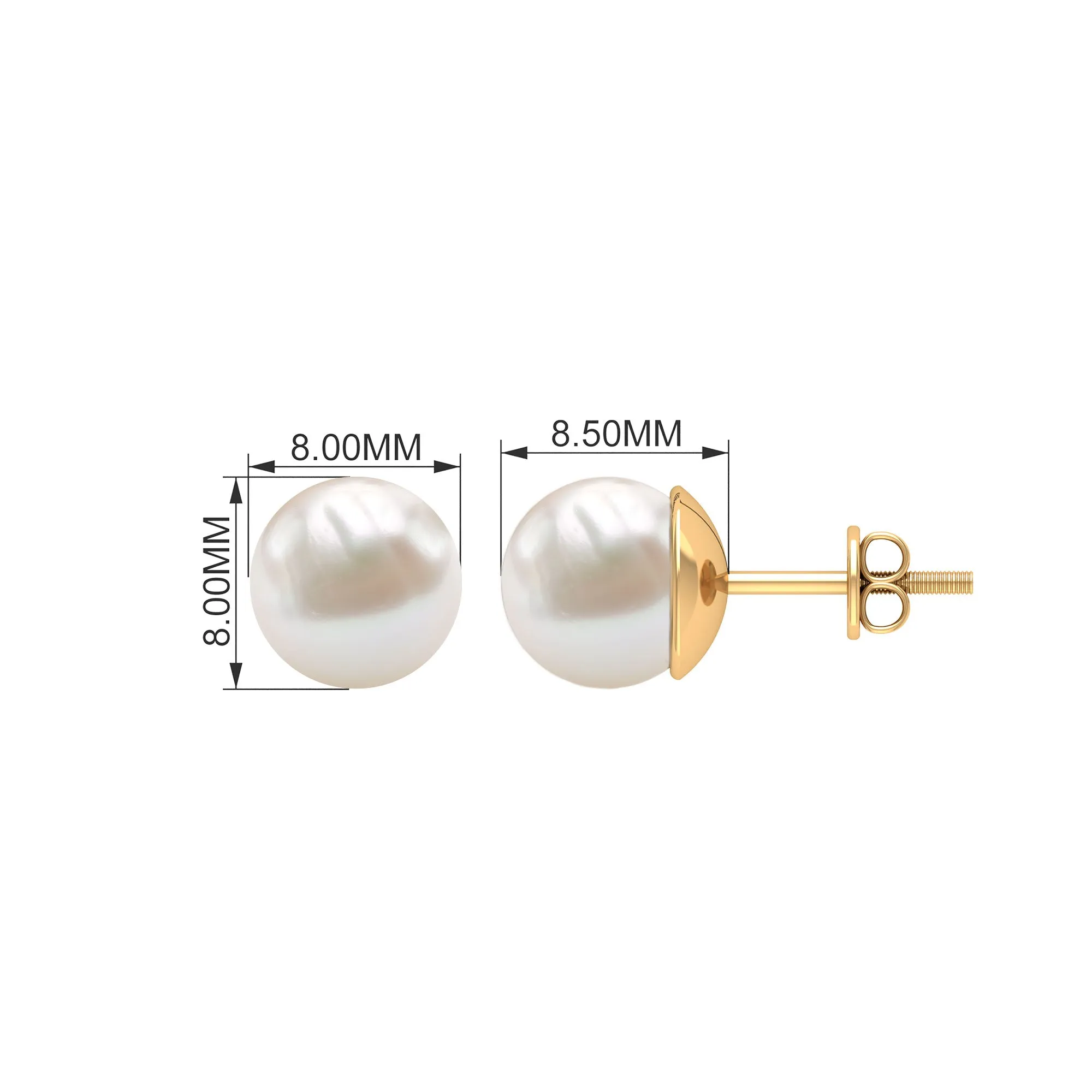 Elegant Freshwater Pearl Solitaire Stud Earrings