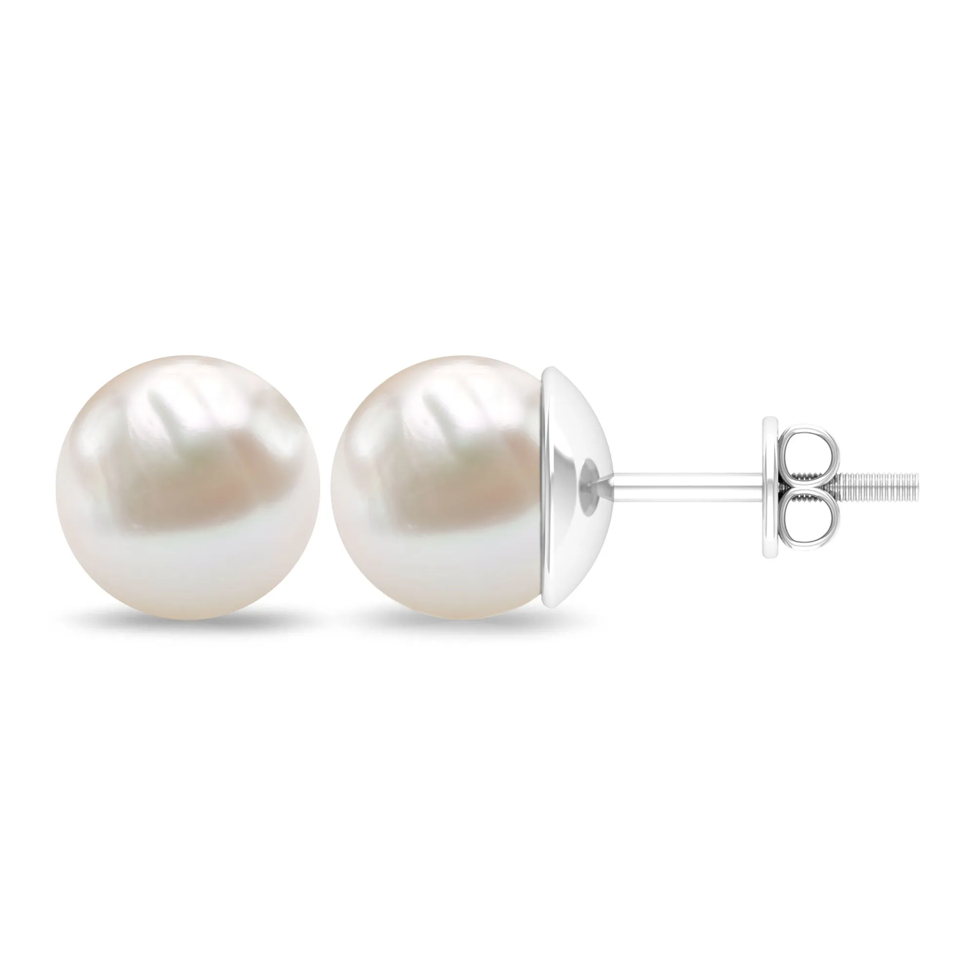 Elegant Freshwater Pearl Solitaire Stud Earrings