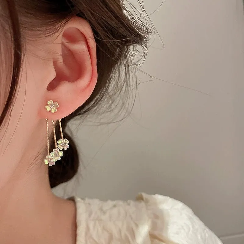 Elegant Transformable Floral Dangle Stud Earrings