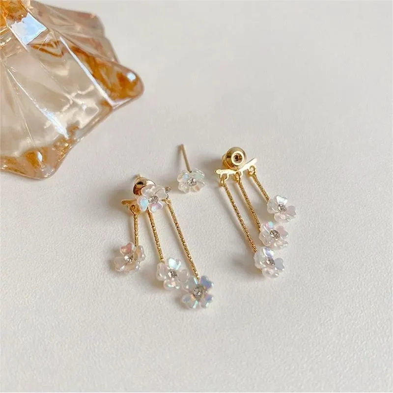 Elegant Transformable Floral Dangle Stud Earrings