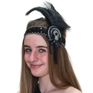 Flapper Headband Blk/Sil