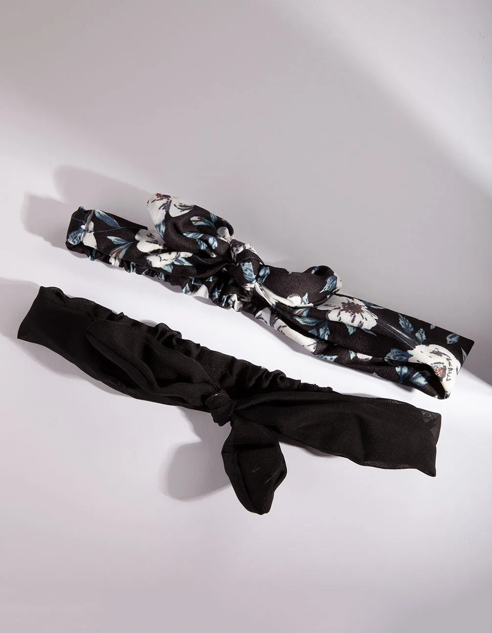 Floral Black Blue Printed Headband 2 Pack