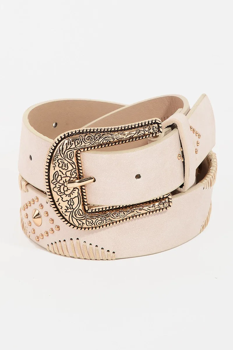 Floral Etched Buckle Belt