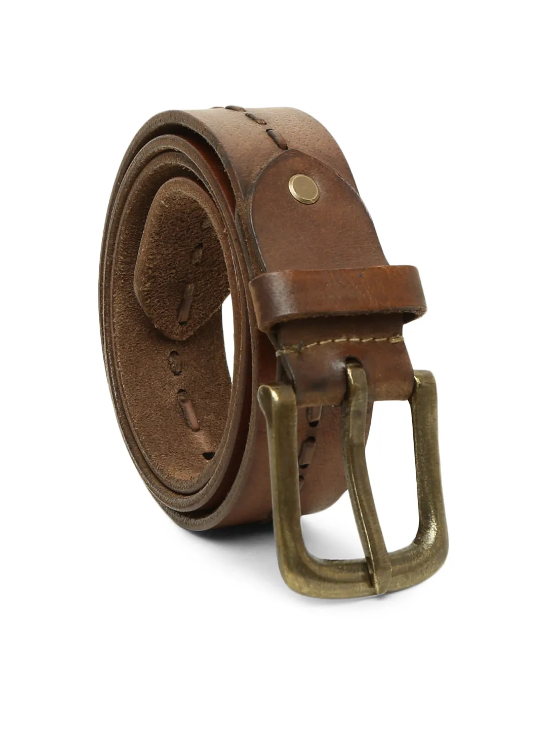 Genuine Brown Leather Crafted Men's Belt