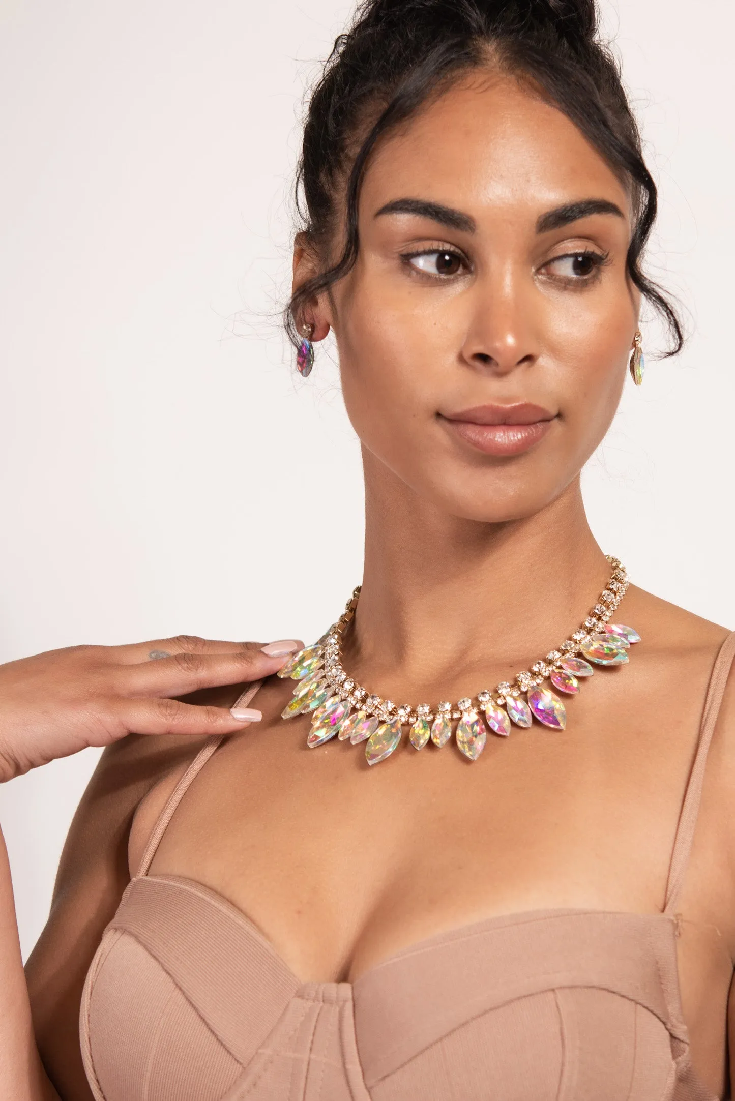 Giselle Marquise Stone Necklace & Earring Set