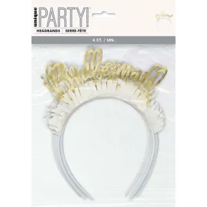 Gold Headbands Bridesmaid, 4 Count