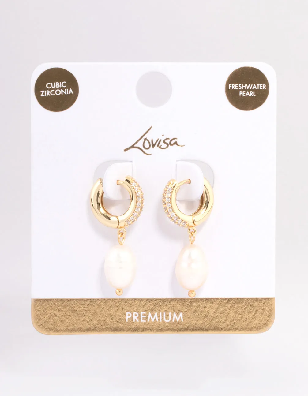 Gold Plated Freshwater Pearl Thick Huggie Earrings