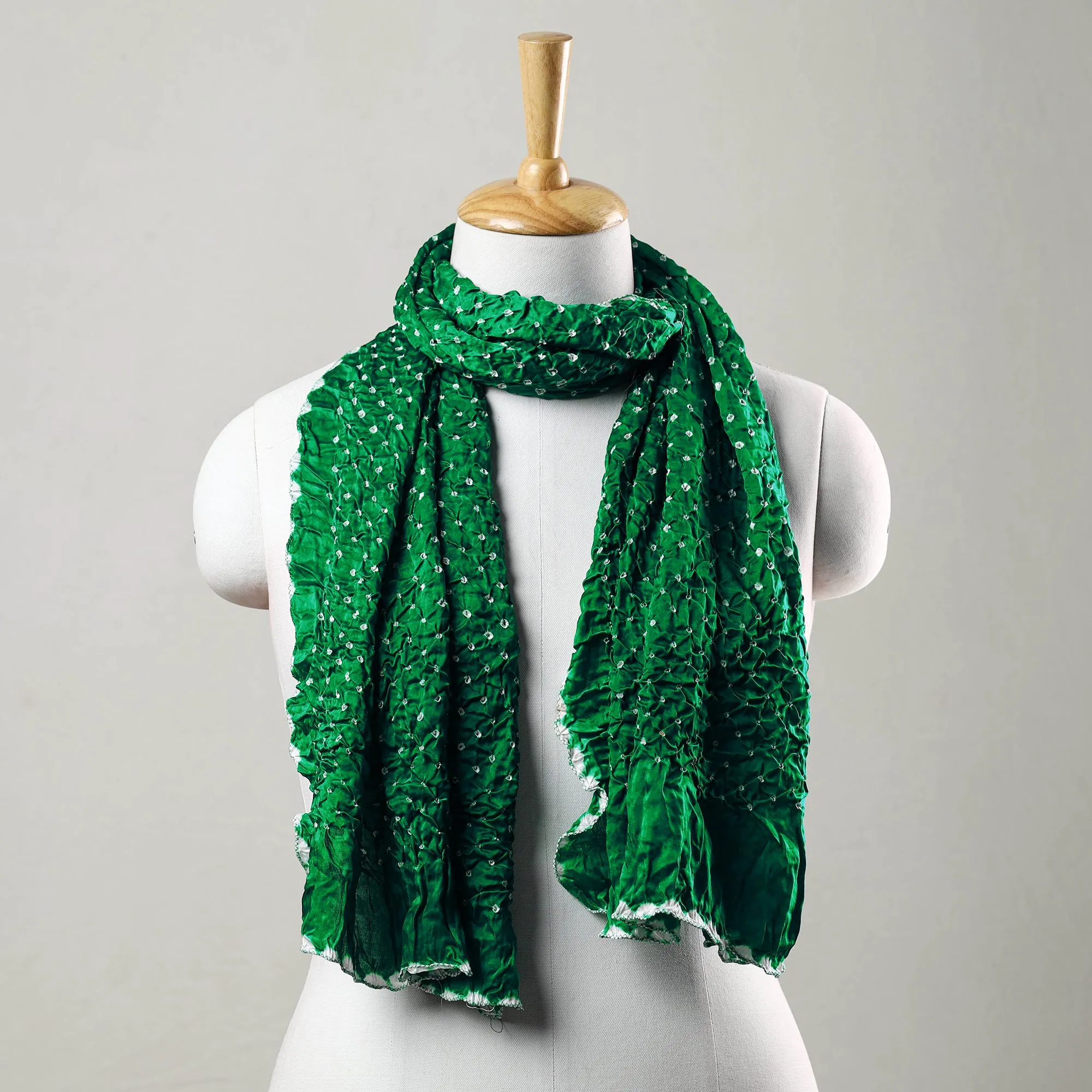 Green - Kutch Bandhani Tie-Dye Modal Silk Stole 30